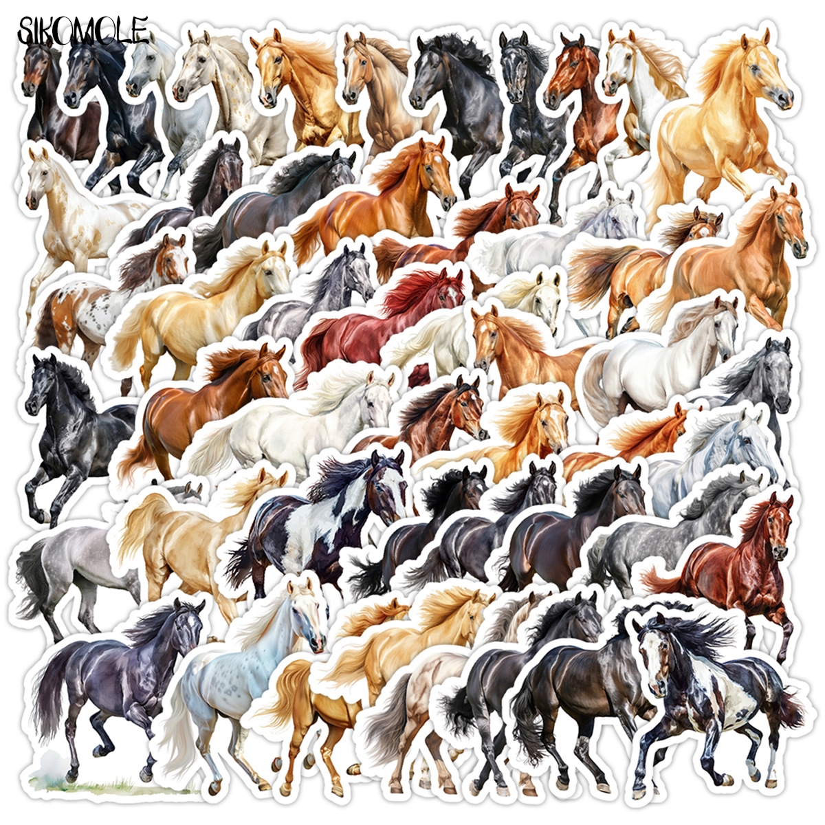 Kids Toys Horse - 10/30/50PCS Watercolor Horse Cute Stickers Aesthetic