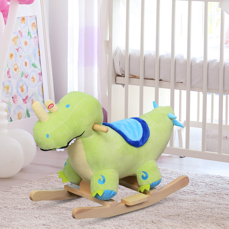 Kids Toys Horse - Qaba Kids Plush Ride-On Rocking Horse