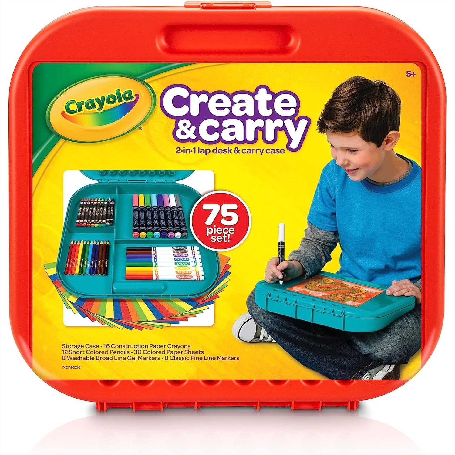 Crayola Art Supply - Travel Art Set for Kids 75pcs,