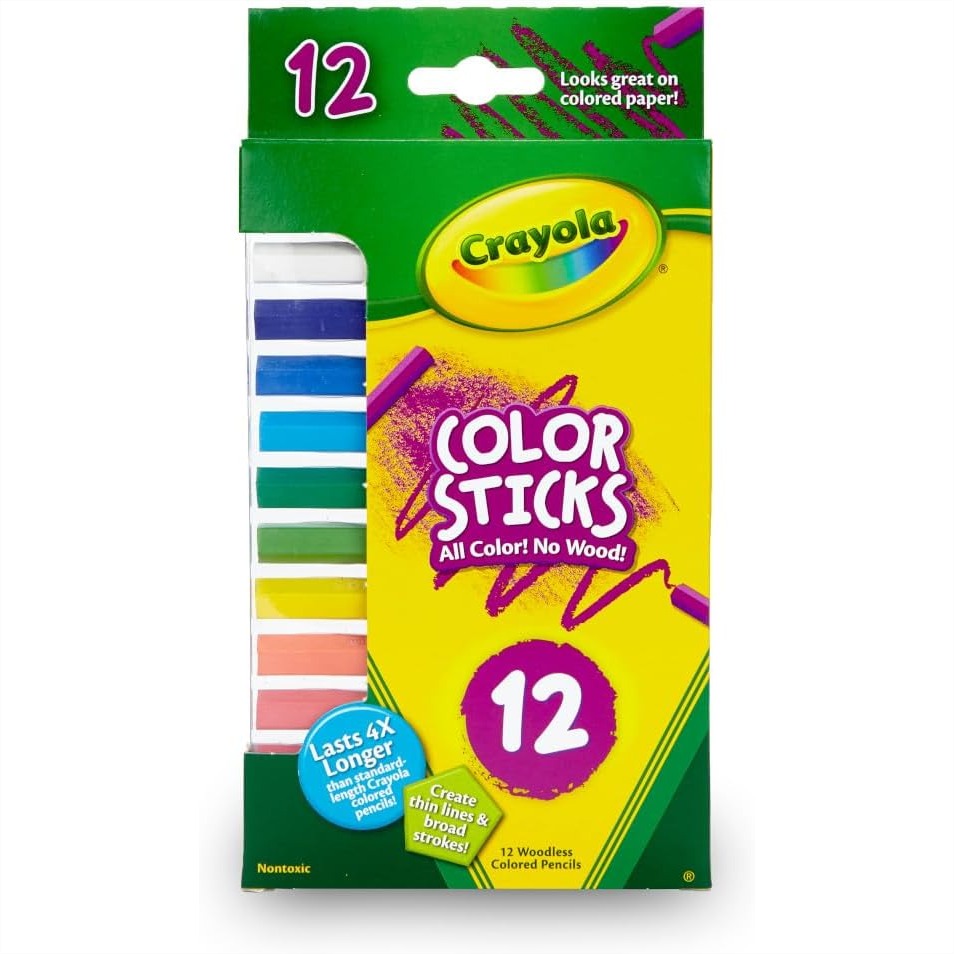 Crayola Art Supply - Crayola Color Sticks (12 Count), Woodless