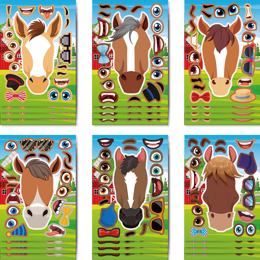 Kids Toys Horse - 6/12Sheets Elf Horse Cartoon Make a