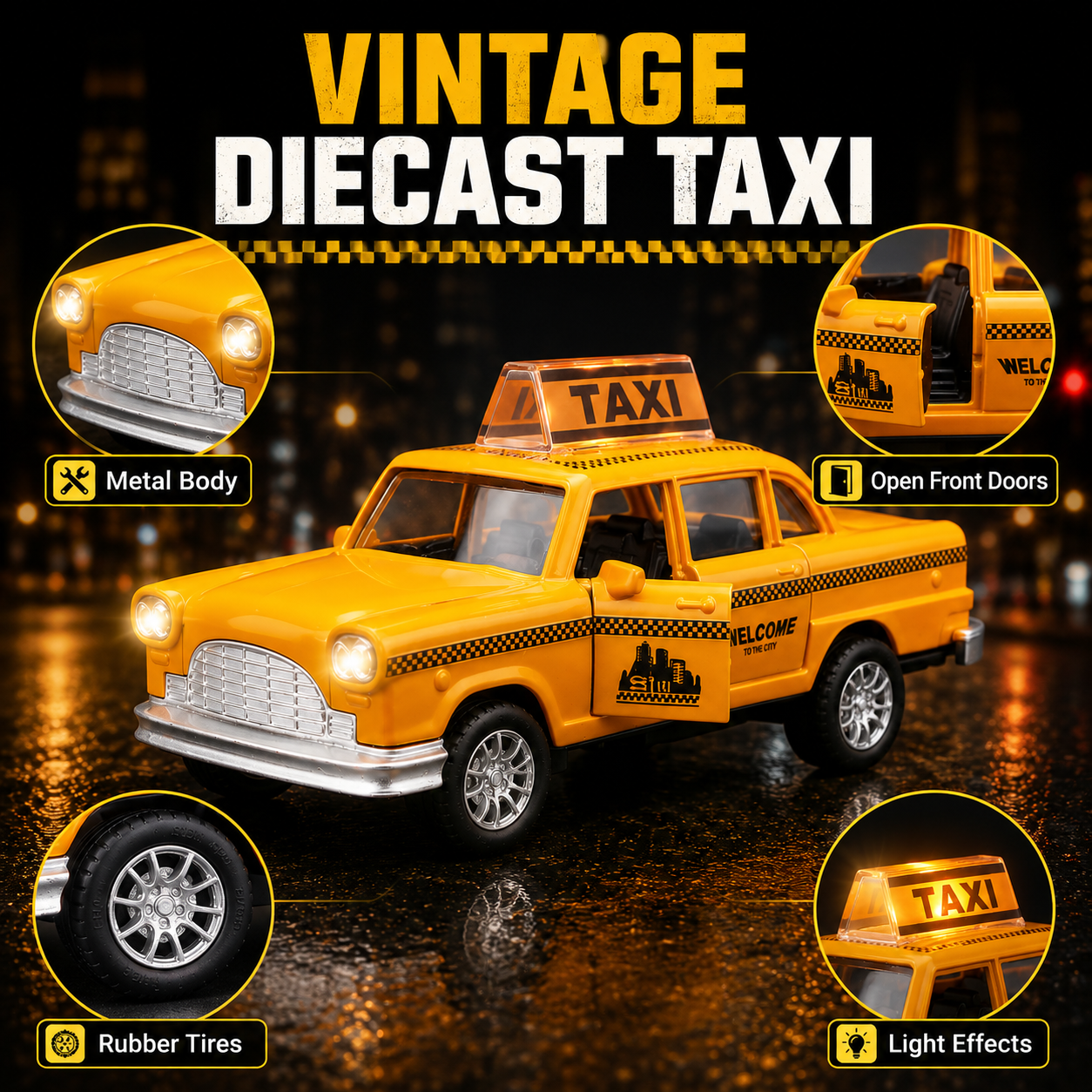 Diecast NYC Yellow Taxi Toy Ca - Kids Toys Nyc incelemesi ve fiyatı