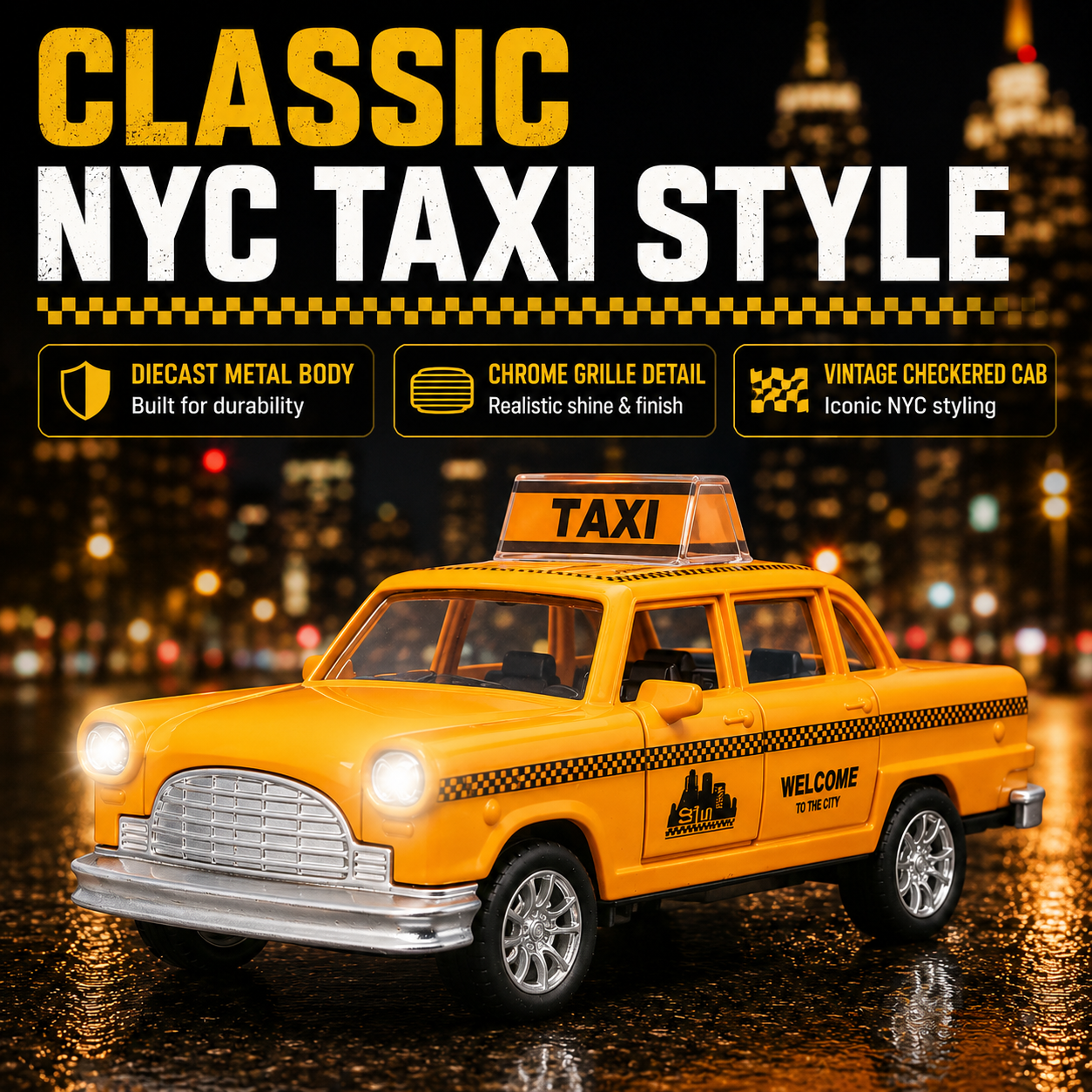Diecast NYC Yellow Taxi Toy Ca - Kids Toys Nyc incelemesi ve fiyatı